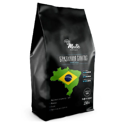 Купить Кофе в зернах Бразилия Сантос (Brasil Santos), 250 г.