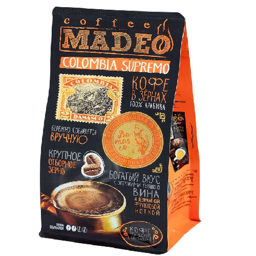 Купить Colombia Supremo Damasco, кофе Madeo 0,200 кг зерно