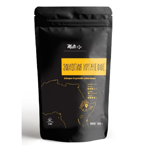 Купить Кофе в зернах MUTE Эфиопия Иргачеффе (Ethiopia Yirgacheffe Premium coffee beans), 100 г.