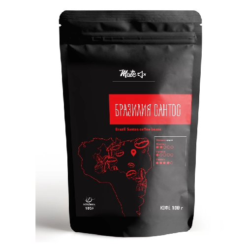 Купить Кофе в зернах MUTE Бразилия Сантос (Brasil Santos Premium coffee beans), 100 г.