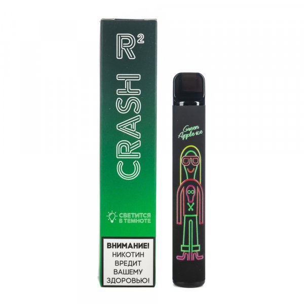 Купить Crash R2  - Green Apple ice (Ледяное зеленое яблоко), 800 затяжек, 20 мг (2%)