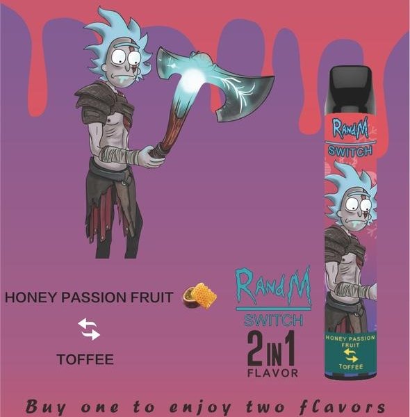 Купить RandM Switch - Honey passion fruit & toffee (2 вкуса в 1), 2400 затяжек, 20 мг (2%)