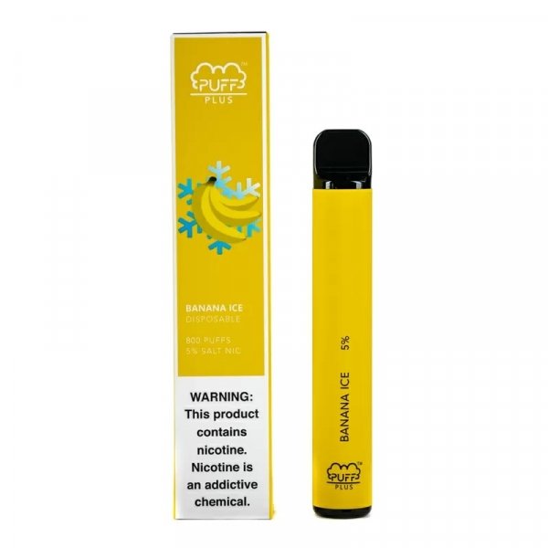 Купить Puff PLUS - Banana Ice (Банан Лёд), 800 затяжек, 20 мг (2%)