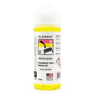 Купить Element Strawberry Whip + Banana Nut (Клубника с ванилью и сливками + Банан с орехами и карамелью), 120 мл, 0 %