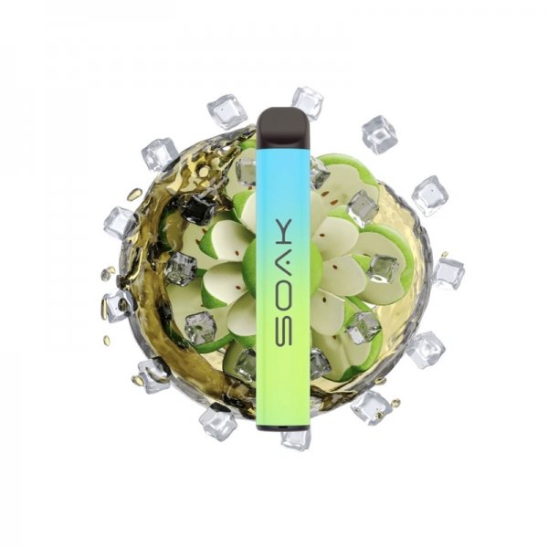 Купить Soak Q - Ice Apple (Зеленое Яблоко Со Свежестью), 800 затяжек, 20 мг (2%)