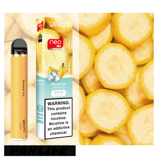 Купить Gippro Neo Plus  - Banana Ice (Ледяной банан), 1600 затяжек, 20 мг (2%)