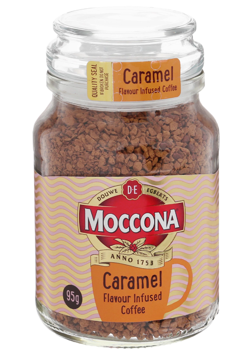 Фото Moccona Caramel кофе растворимый с ароматом карамели, 95 г (стеклянная банка)