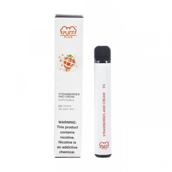 Фото Puff PLUS - Strawberries And Cream (Клубника, Сливки), 800 затяжек, 20 мг (2%)