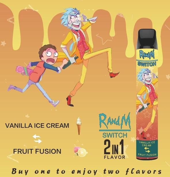 Фото RandM Switch - Vanilla ice cream & Fruit Fusion (2 вкуса в 1), 2400 затяжек, 20 мг (2%)