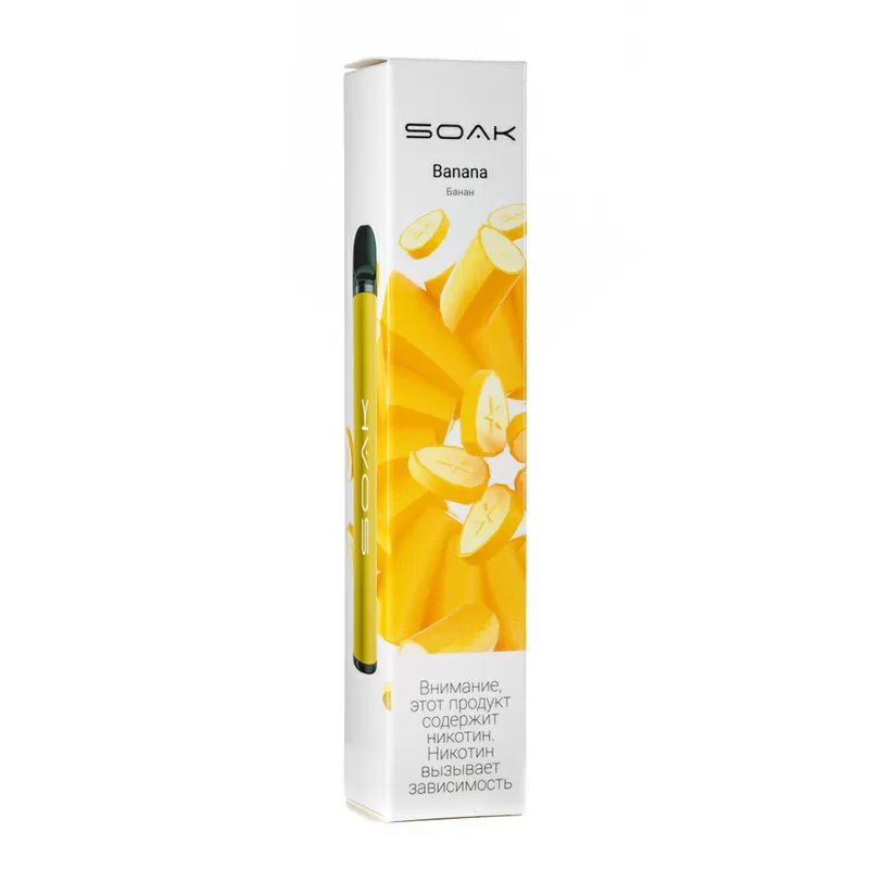Фото Soak X - Banana, 1500 затяжек, 20 мг (2%)