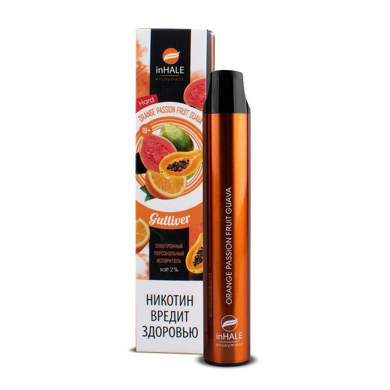 Фото Inhale Guliver Hard - Orange-passion fruit guava, 1500 затяжек, 20 мг (2%)