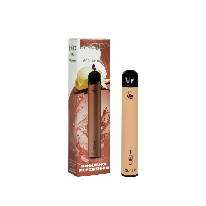 Фото HQD Super - Vanilla (Ванильное Мороженое), 600 затяжек, 20 мг (2%)