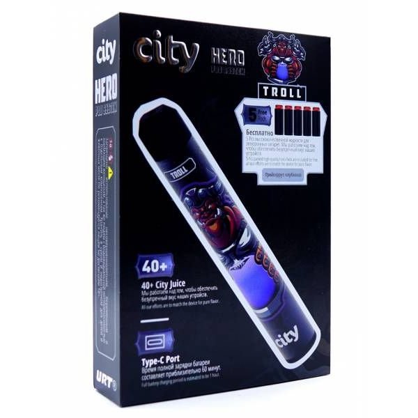 Фото City Hero – Грейпфрут, клубника, 5000 затяжек, 18 мг (1,8%)