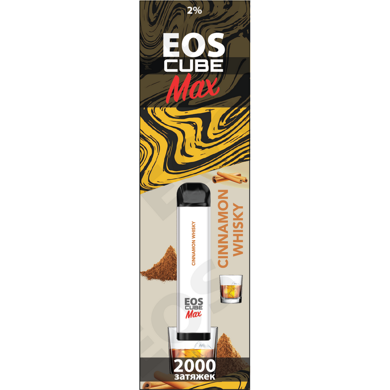 Фото EOS Cube Max - Cinnamon Whiskey (Виски с Корицей), 2000 затяжек, 20 мг (2%)