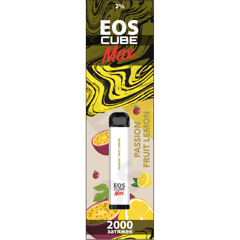 Фото EOS Cube Max - Passion Fruit-Lemon (Маракуйя-Лимон), 2000 затяжек, 20 мг (2%)