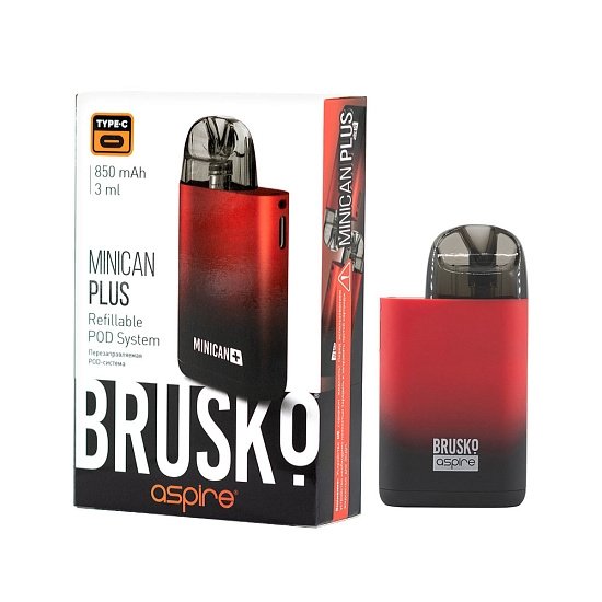 Фото PODS - Brusko Minican PLUS 850 mAh 3мл (Черно-красный Градиент)